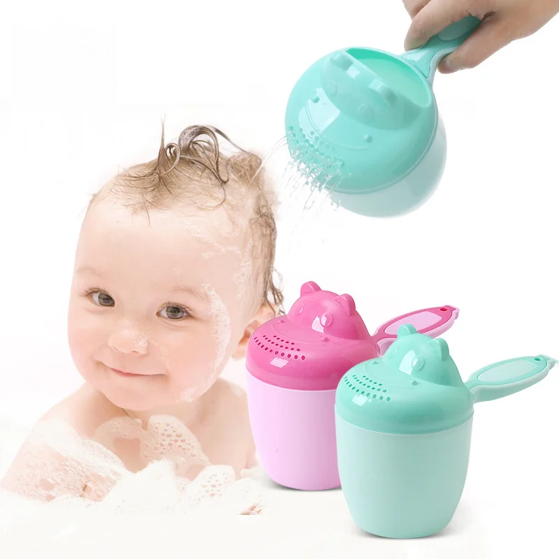 

Baby Rinse Shampoo Cup Child Washing Hair PP Cup Newborn Shower Spoon Hippopotamus Cartoon Pattern Rinse Head Water Bottle 1Pcs