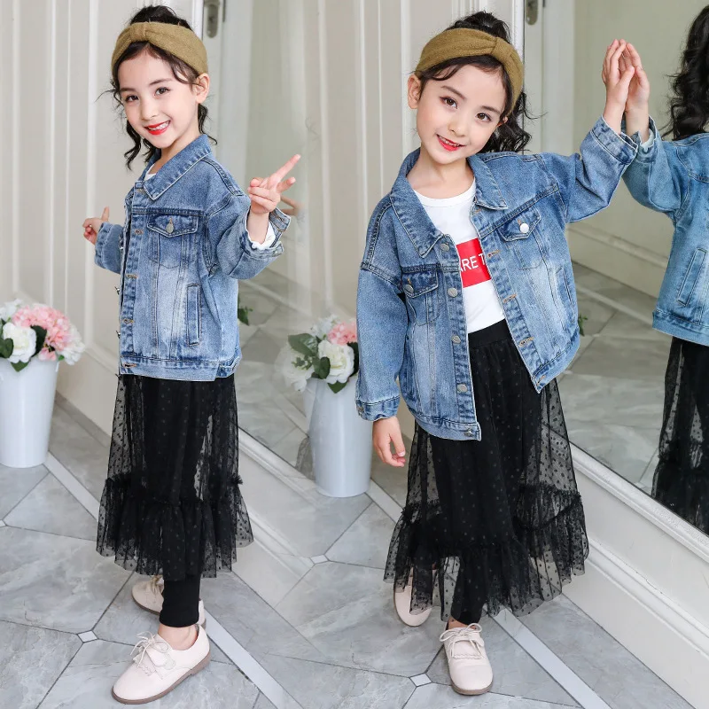 

Girls' Jean Jacket 2019 New Style Korean-style Fashion Spring And Autumn CHILDREN'S Jacket GIRL'S Western Style Large Childrensw