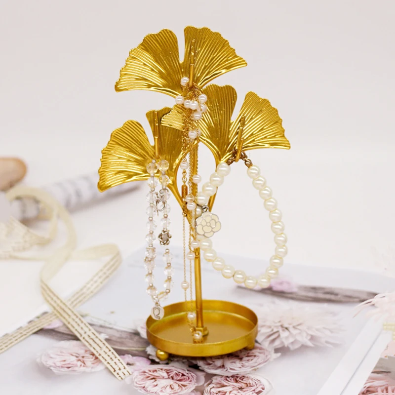

Home Table Jewelry Display Stand Necklace Bracelet Hair Clip Holder Organizer Leaf Shape Storage Ornaments Jewelry Display