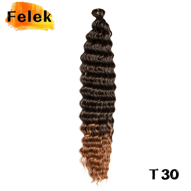 22-30inch Deep Wave Twist Crochet Hair Natural Synthetic Afro Curls Crochet Braids Ombre Braiding Hair  Extensions For Women T30