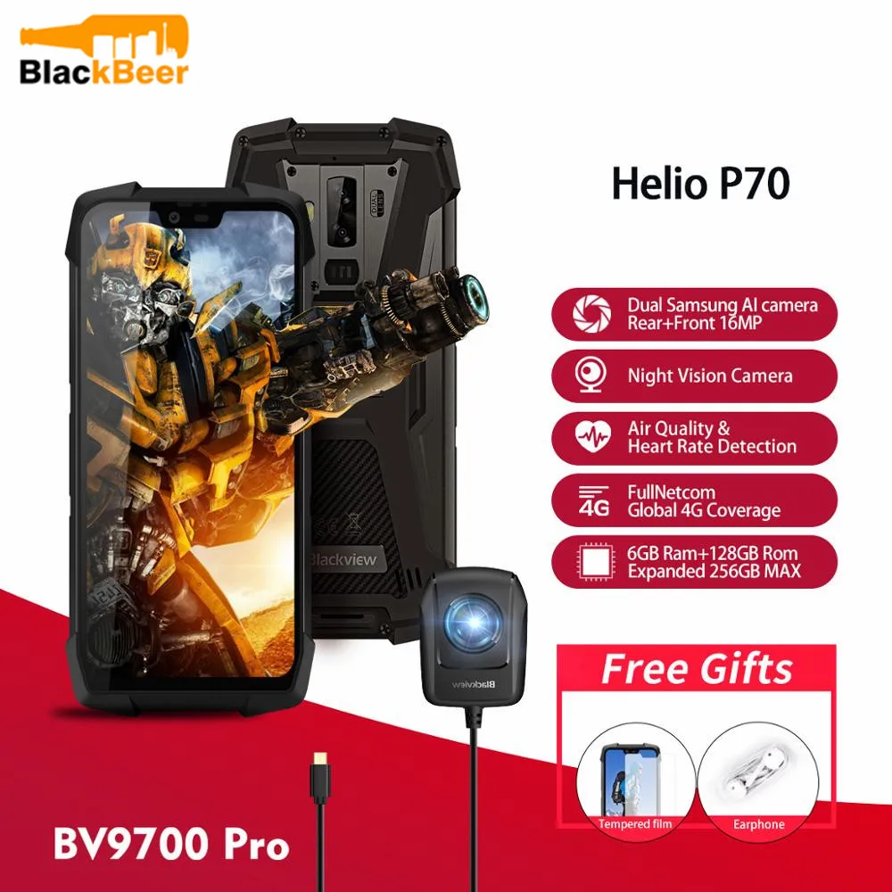 Blackview BV9700 Pro IP68/IP69K прочный мобильный телефон на процессоре Helio P70 6 ГБ 128 Android 9,0 смартфон 16+ 8 Мп Ночное Видение Двойной Камера