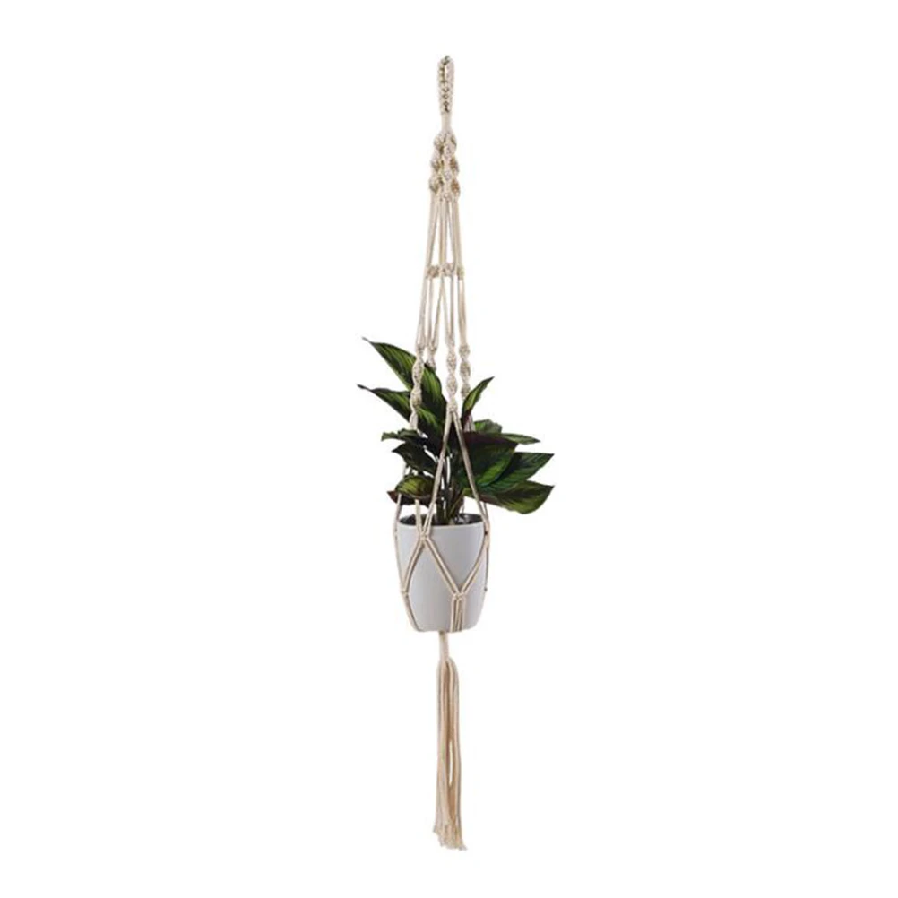 3pcs Rope Hanging Beautiful Decor Hand Knitting Flowerpot Rope Flowerpot String Bag for Store Home Garden A20