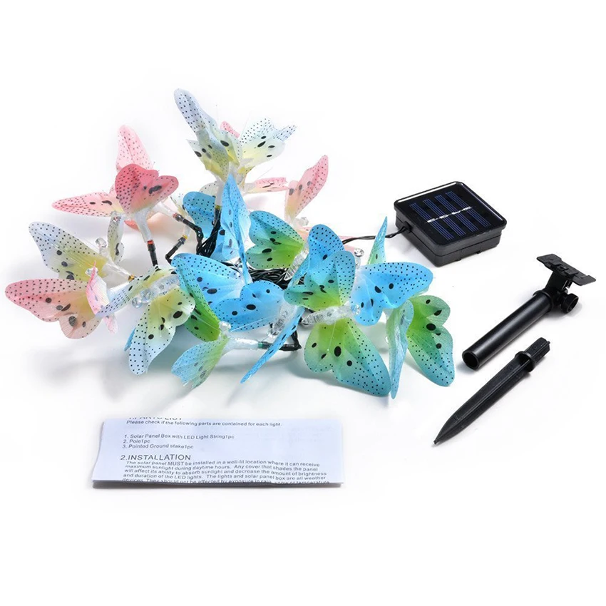 solar deck post lights 12/20 Led Outdoor Solar Powered Butterfly Fiber Fairy Lights Waterproof Garden Light Christmas String Light For Yard Patio Decor solar wall lights