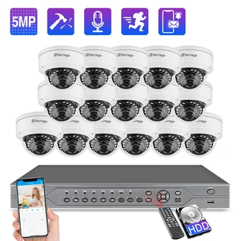 

Techage 16CH 5MP 48V POE NVR Security System Dome Camera POE IP Camera One-Way Audio Record Onvif CCTV Security Surveillance Kit