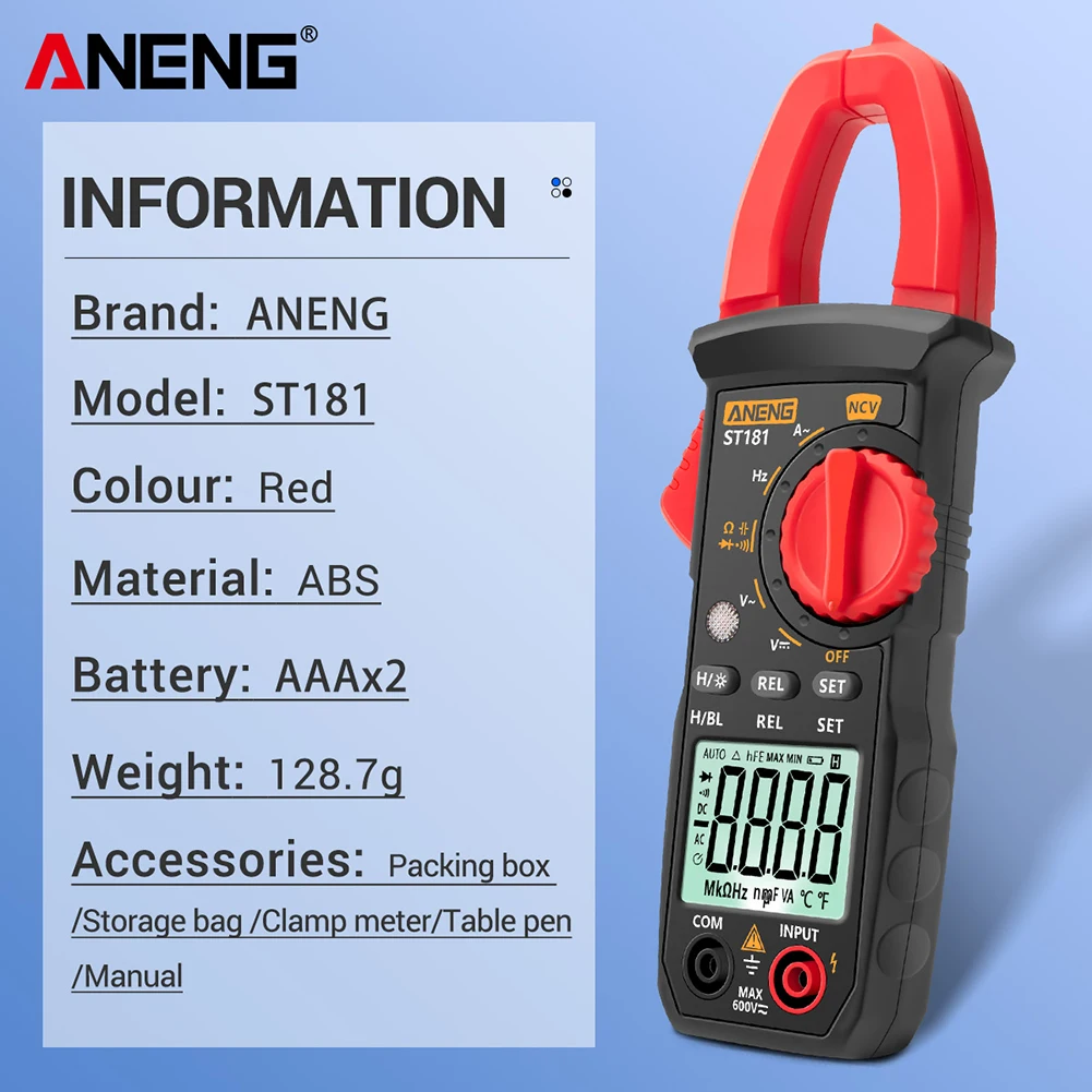 ANENG ST181 цифровой измеритель напряжения тока Амперметр Вольтметр температурная