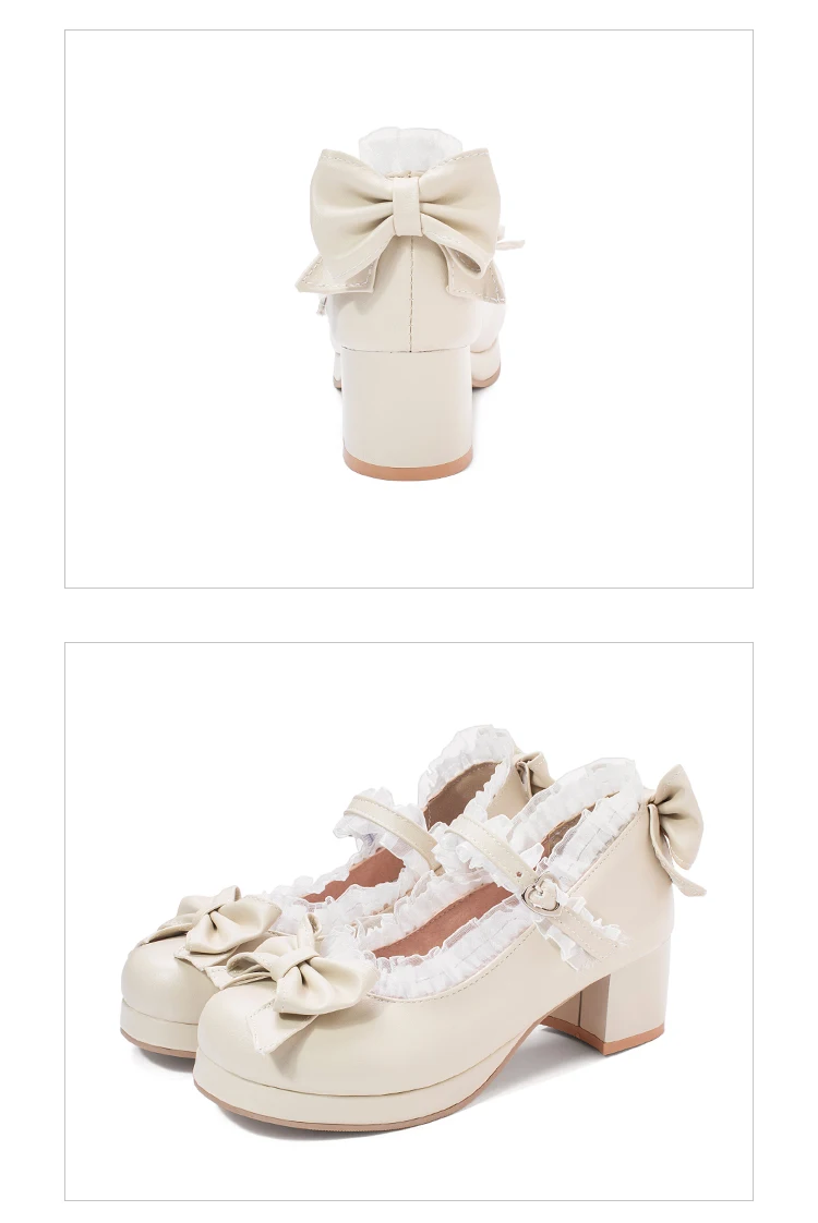 Туфли-лодочки mary jane в японском стиле на среднем каблуке с бантом в стиле Лолиты для косплея