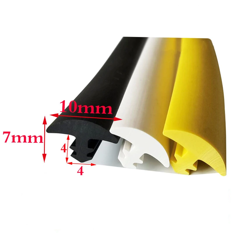 Tira de Borracha para Cabo Vidro Metal Painel de Madeira Borda Encher Shield Seals Branco Amarelo Preto Marrom Verde Cáqui 10×7 mm