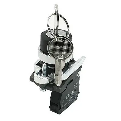 

AC 240V 6A 1NO 2-Terminal Key Rotary 2 Positions Lock Push Button Switch