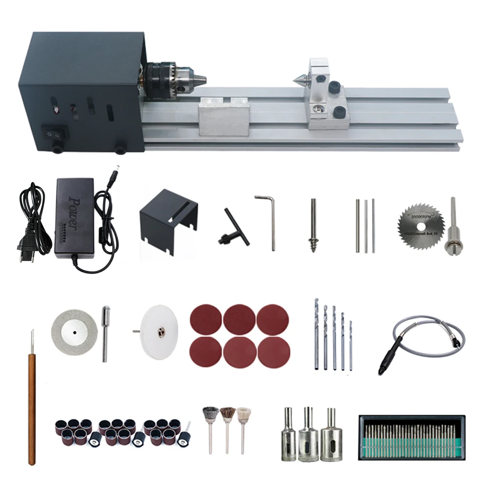 

Mini Lathe Beads Polisher Machine Woodworking Craft DIY Rotary Tool Universal Set US Plug