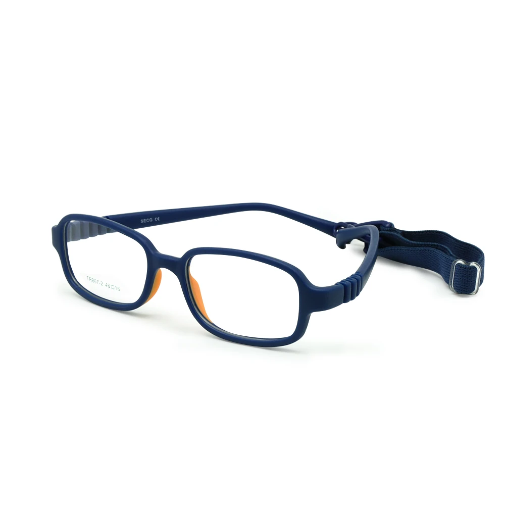 Детские очки в оправе с ремешком Размер 46/16 цельный без винта От 4 до 6 лет, гибкие оптические очки для мальчиков и девочек - Цвет линз: Navy orange