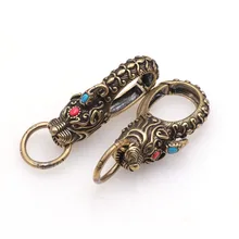 

Pure brass dragon head key chain creative waist belt buckle men's car key ring Taobao popular brass charms dog collar buckle set