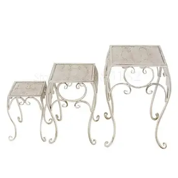 

American retro wrought iron flower stool three-piece set garden garden balcony tiered ladder flower stand potted decorative toru