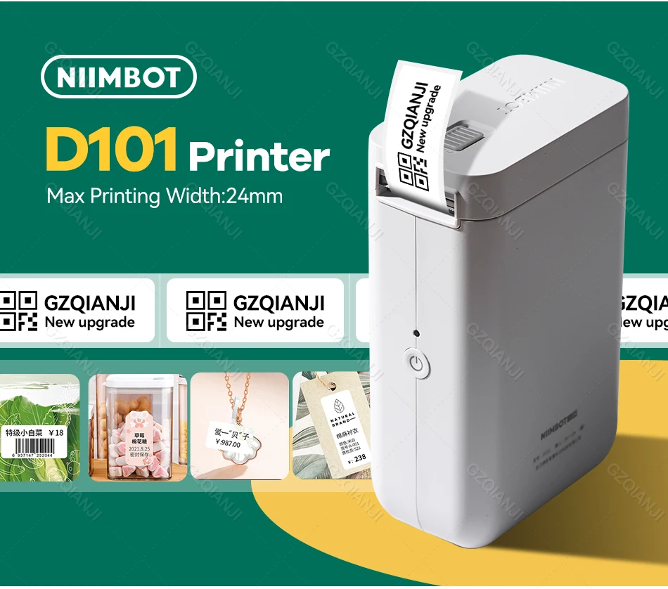 Niimbot-Impressora Portátil de Etiquetas Térmicas, D101, Barcode