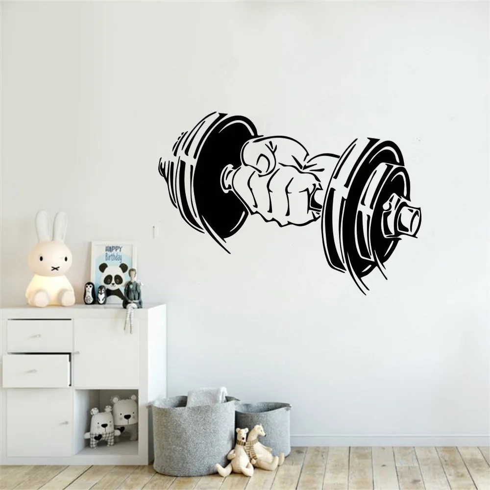 Fitness Gym Sport Barbells Pattern Wall Sticker Vinile Interior Design Room Gym Club Decor Decalcomanie Decorazione Rimovibile Murale