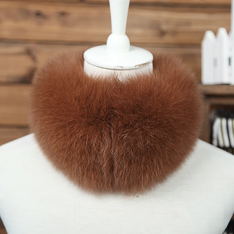 FXFURS, новинка, корейский стиль, женские зимние шарфы из лисьего меха, натуральный мех, с магнитом, легко носить,, воротник из лисьего меха, шарф, кольцо - Цвет: caramel