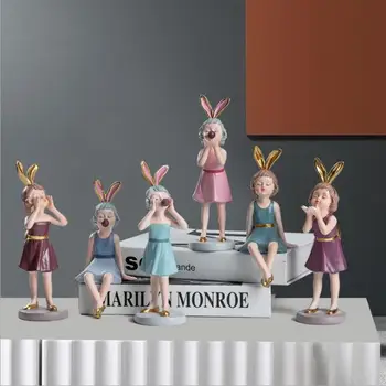 

Creativity Resin Girl Sculpture Lovely Bubble Gum Abstract Crafts Decoration Modern Home Decoration Children's Room Figurines