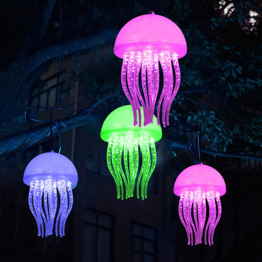 RGB Changeable Jellyfish Patio String Light Outdoor Garden Tree Jellyfish Hanging Fairy Light