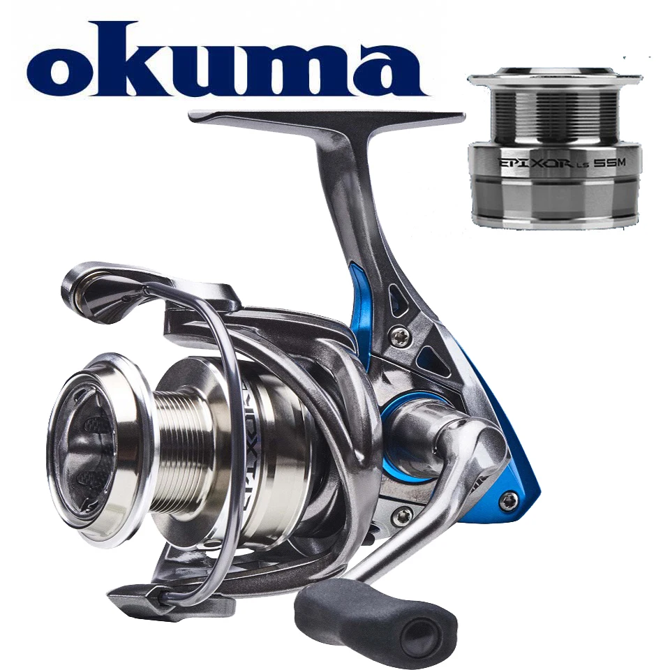 OKUMA-carrete de pesca giratorio EPIXOR LS PL, + 1RB 5BB, carrete Extra profundo/superficial, potencia de 5-12KG, cuerpo/Rotor de grafito resistente a la corrosión