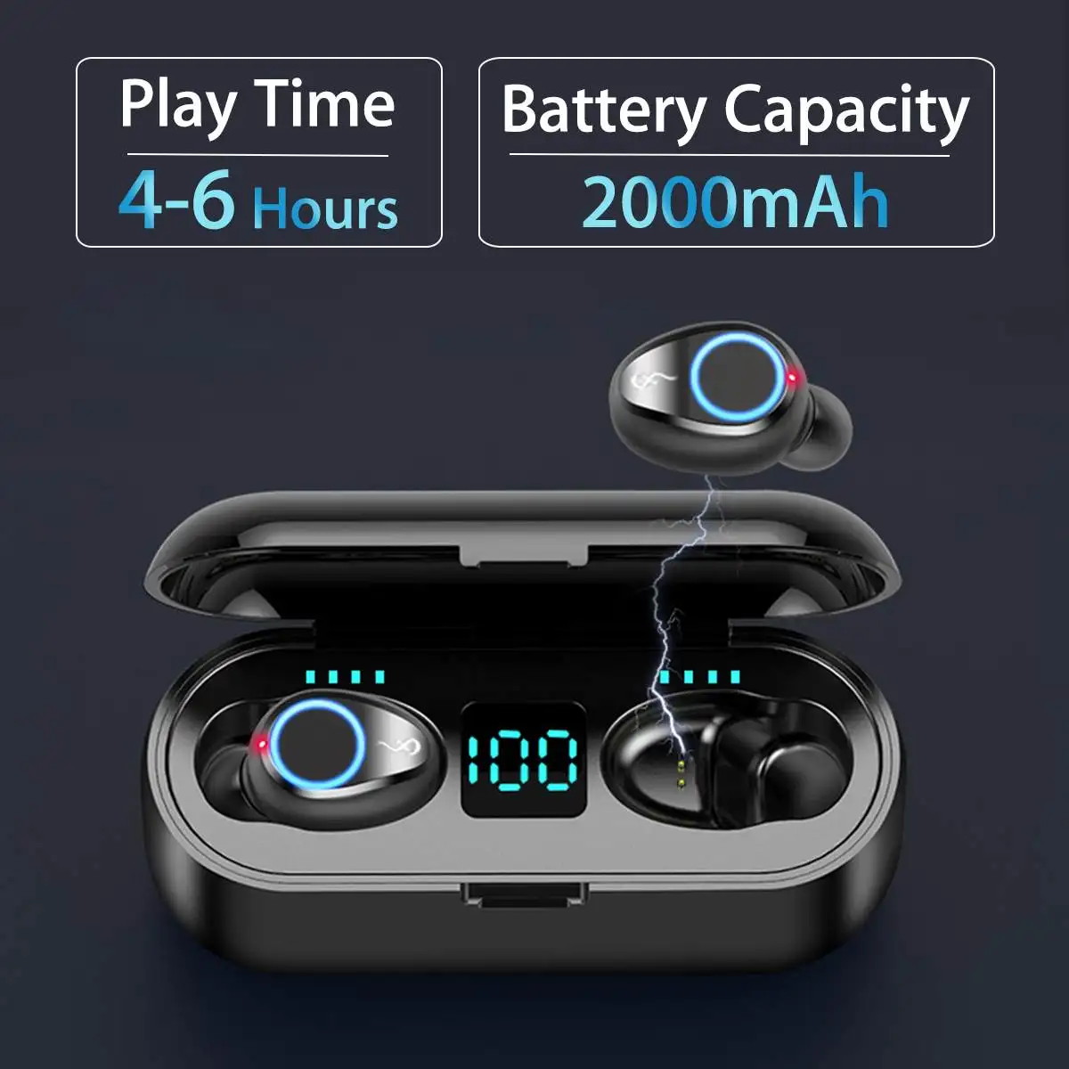 LED Display TWS Wireless Earphone bluetooth 5 0 Sport Waterproof 8D Stereo Earbuds With 1200mAh 2000mAh Power Bank Phone Holder