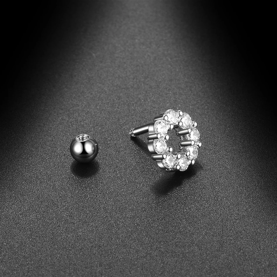 1PC 16G CZ Gem Cartilage Stud Moon Star Heart Cross Flower Crown Helix Tragus Piercings Conch Rook Stud Earring Piercing Jewelry