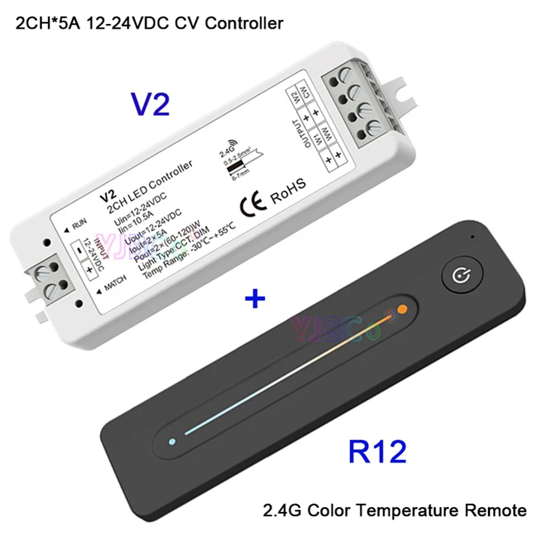 Ультратонкий сенсорный слайд R11 R12 R13 Одноцветный/CT/RGB RF 2,4G пульт дистанционного управления работают с V1 V2 V3 приемник для светодиодный полосы - Цвет: R12 and V2