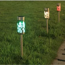 Нержавеющая сталь Светодиодная лампа для лужайки на солнечной батарее Открытый Сад Путь Газон Светильник Солнечный столбик светильник светодиодный Солнечный палка светильник s цветной светильник