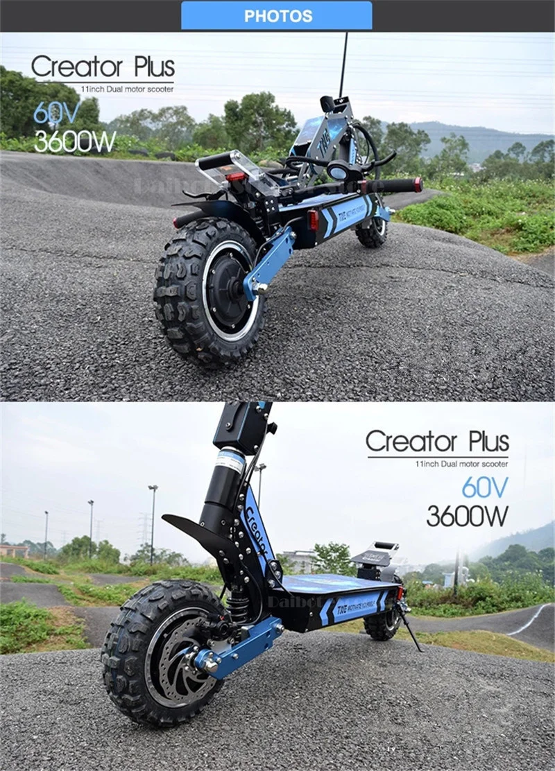 Powerful Electric Scooter Two Wheels Electric Scooters 11 Inch Dual Motor 3600W 60V Folding Off Road Electric Bike For Adult (27)