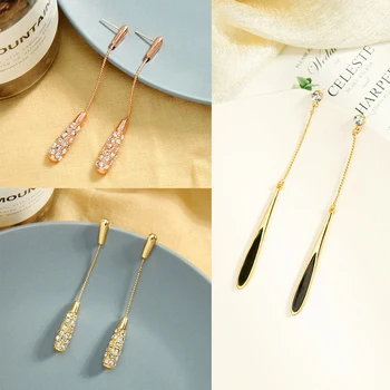

Fashion Jewelry Simple Ear Drop Crystal Enamel Water Drop Pendant Earrings For Women 2020 New Dangle OL Career Style