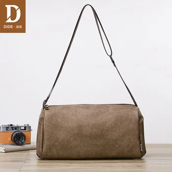 

DIDE Waterproof Travel Men's Bag Casual Sports Fitness Leather Cylindrical Vintage Shoulder Messenger Crossbody For Bag School