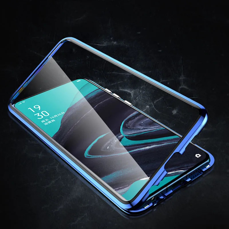 Для OPPO Reno 2Z 2F чехол 360 двухсторонний металлический магнитный стеклянный Магнитный чехол для Reno 2 Z 10X Zoom противоударный защитный чехол Fundas