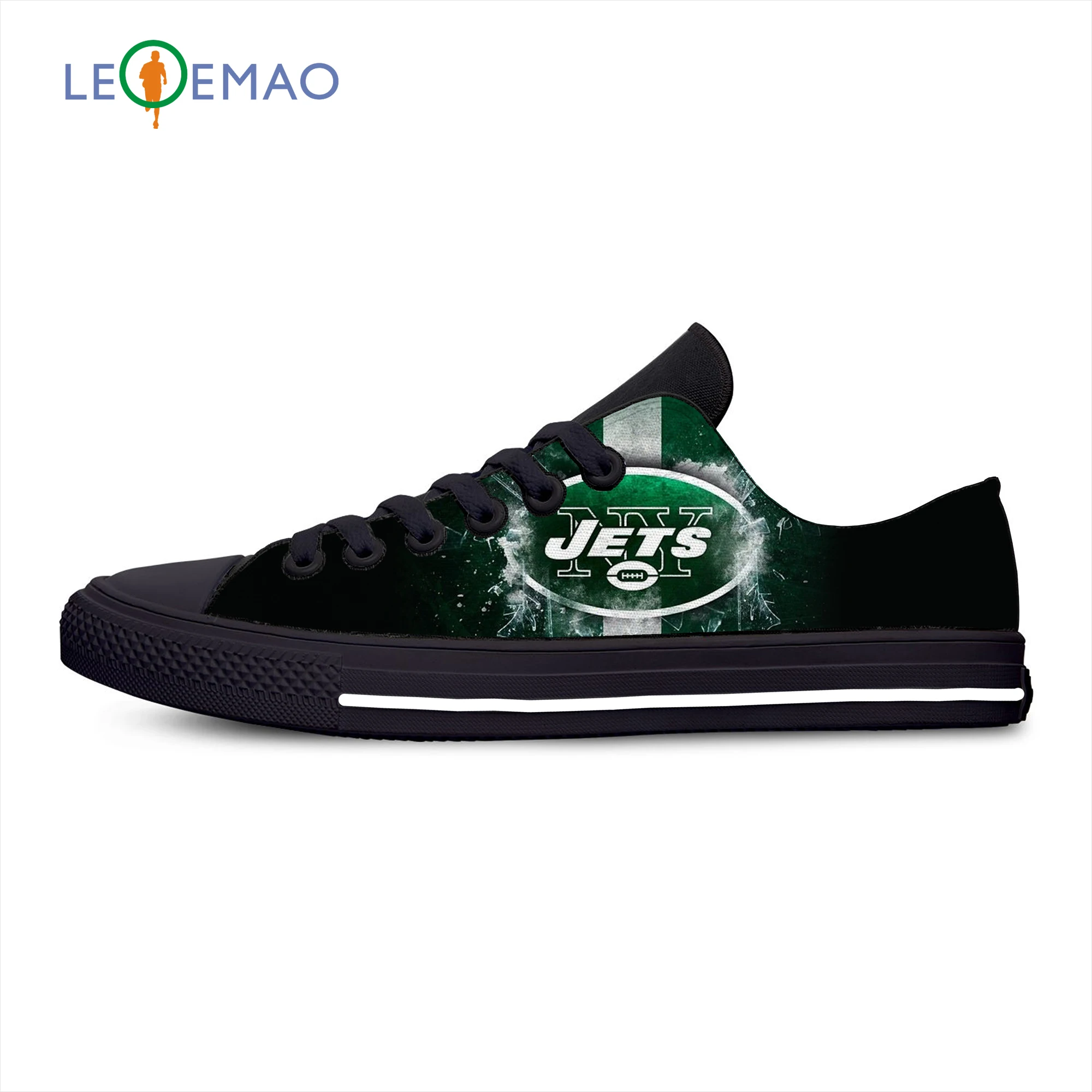 Custom Images Jets Logo Men Canvas Shoes Classis Lace-up Vulcanized Shoes Fashion Students Boys New York fans Flat Shoes