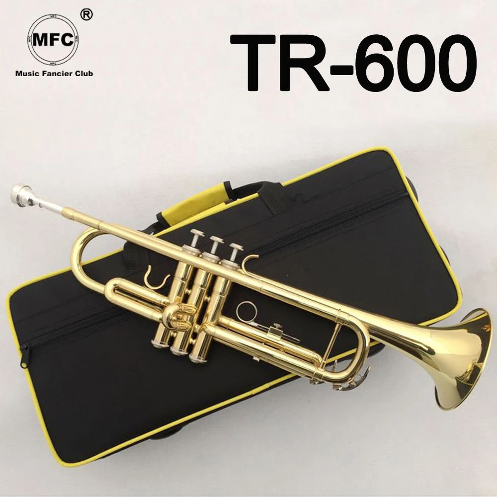 

Brand New Music Fancier Club Bb Trumpet TR-600 Gold Lacquer Music Instruments Profesional Trumpets 600 Included Case Mouthpiece