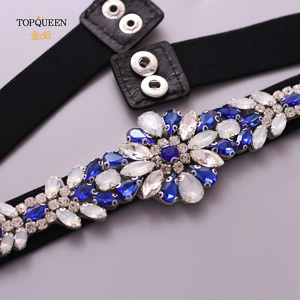 TOPQUEEN S424 прозрачные Кристальные пояса, тонкие блестящие пояса, синие Алмазные Пояса для платьев, молочные стразы, ремни для женщин