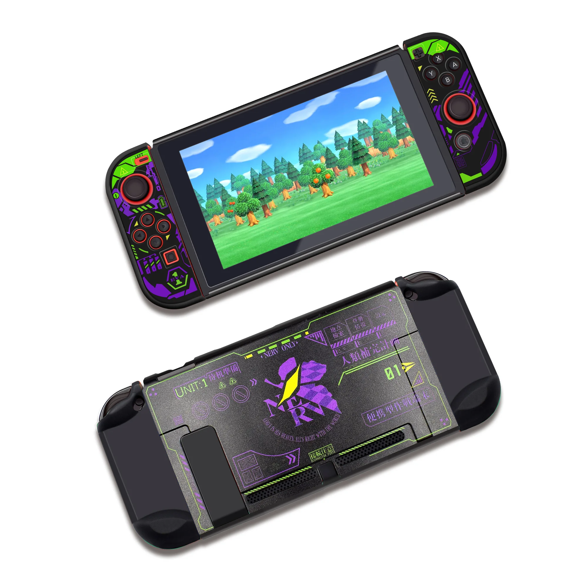 Caso duro fosco capa protetora escudo para evangelion eva nintend switch console n0s joy-con cristal frente protetor traseiro pele