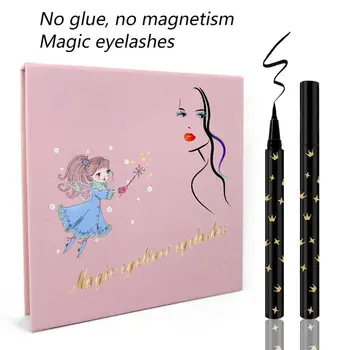 

Eyeliner Eyelashes Kit 3D Eyelashes & Liquid Eyeliner With Eyelash Curler Reusable Waterproof Falses Eyelash