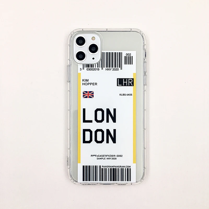 Горячая Распродажа, американский городской ярлык, штрих-код, чехол для телефона, для iPhone 6, 6s PLUS, 7, 8 Plus, авиационные билеты, простая буква, Нью-Йорк, прозрачный силиконовый чехол - Цвет: LONDON