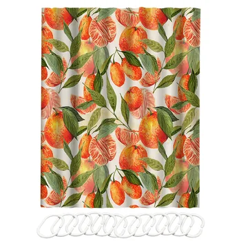 

Allover With Hooks Bathtub 180x180cm Waterproof Polyester For Bathroom Home Decor Shower Curtain Fruits Pattern Household