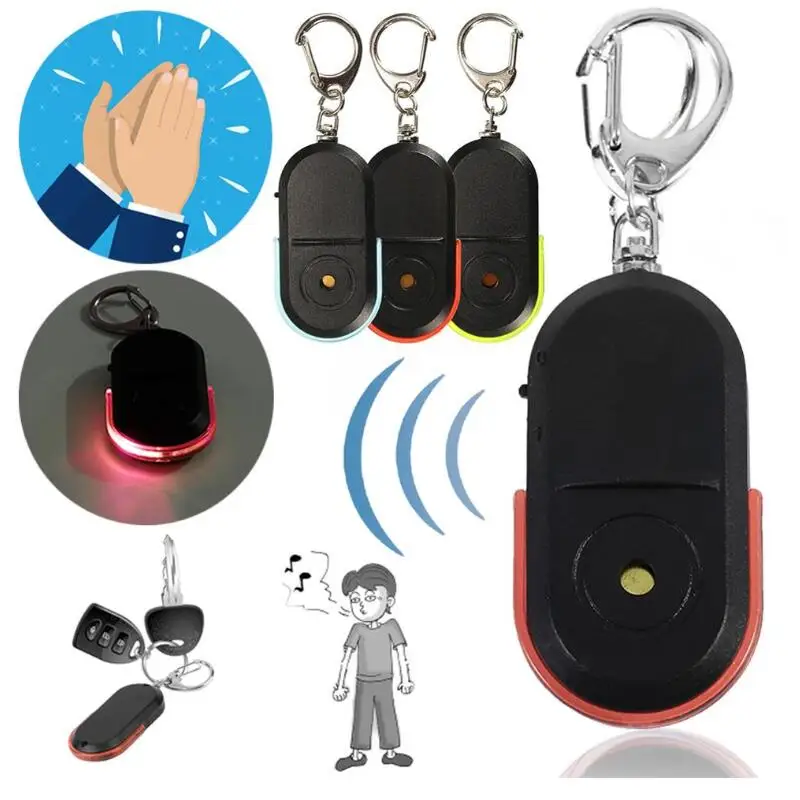 Novelty Whistle or shout Wireless Anti-Lost Alarm Whistle Sound Key Finder Locator With Keychain LED Light red blue green