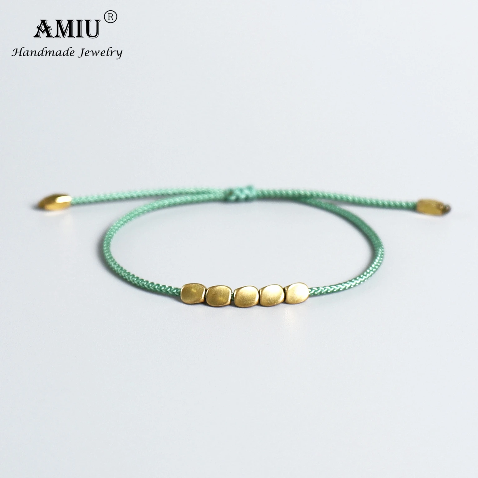 Leather Bracelets AMIU Handmade Tibetan Copper Beads Cotton Thread Lucky Rope Bracelet & Bangles for Women Men