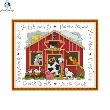

Barnyard Antics Cross Stitch Kit Aida Canvas 14ct 11ct Counted Stitches DMC Cotton thread Embroidery DIY Handmade Needlework