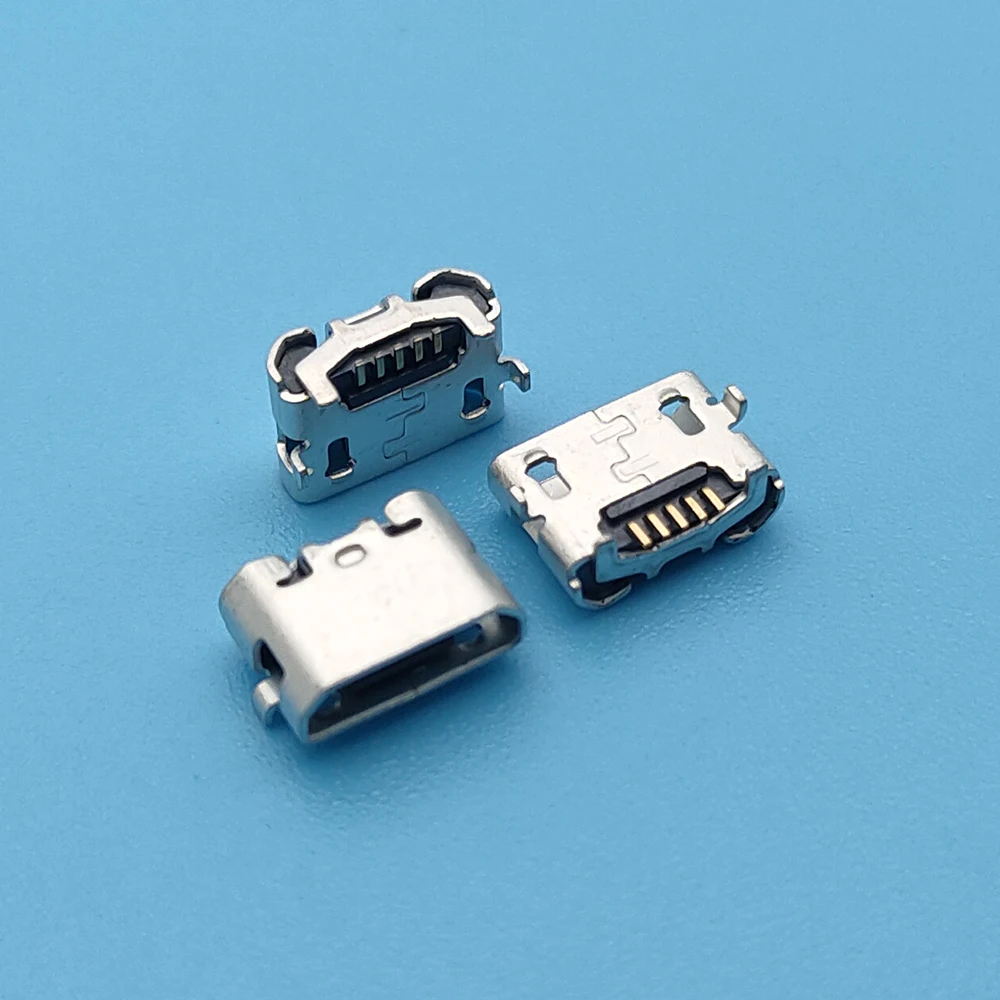 50 шт. микро USB 5pin гнездо разъем обратный Бык Рог кудрявый рот Короткая игла для