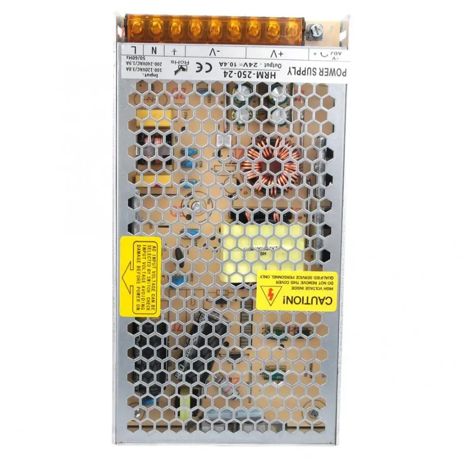 

IP20 Switch Power Supply PWM Intelligent Control for Low Voltage LED Strip 100~120VAC or 200~240VAC to DC24V 250W