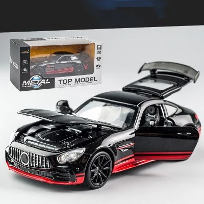 Модель спортивного автомобиля из 1/32 сплава Mercedes-Benz AMG GTR, вытяжной звук и светильник, литье под давлением, игрушечный автомобиль, подарок ребенку на день рождения - Цвет: Многоцветный