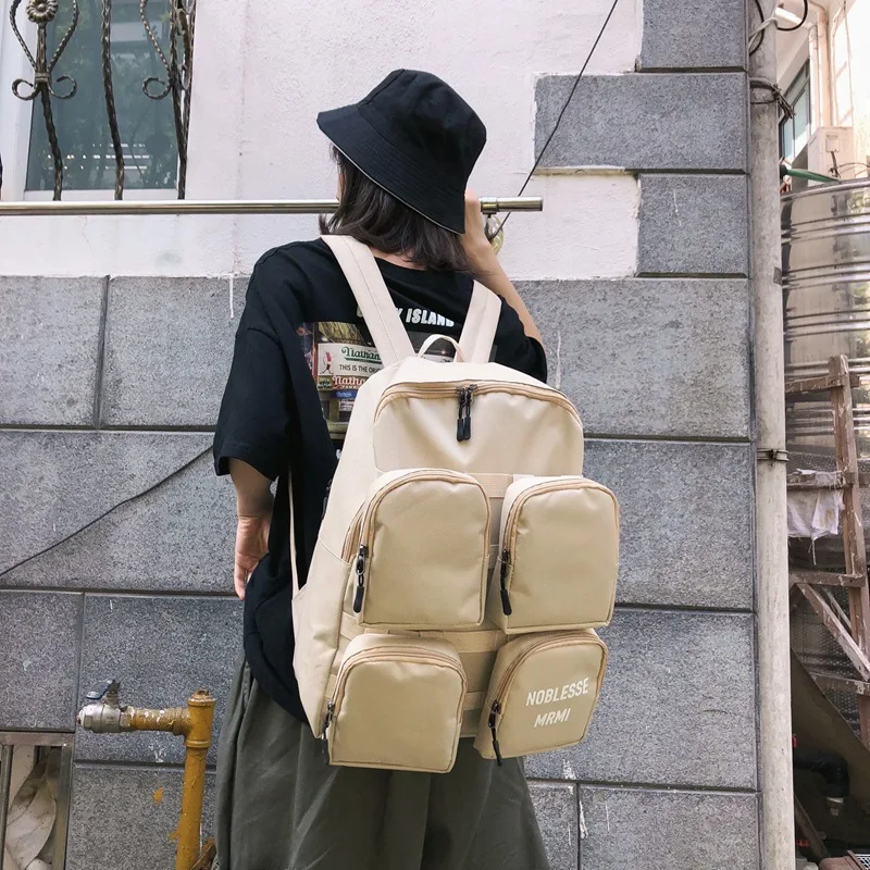 

2019 New Style Oxford Cloth Casual Backpack Solid Color Fashion Multi-pockets Cool STUDENT'S Backpack