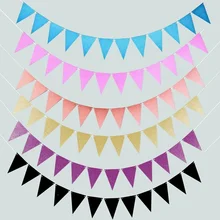 12 Flags 13cm Colorful Felt Banner Garlands Birthday Bunting Pennant Baby Shower Wedding Garland Flags Party Decoration Supplies
