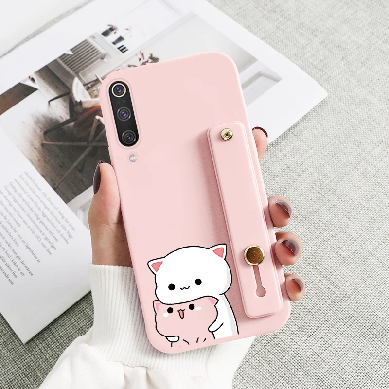 wallet phone case For Xiaomi Mi 9 SE Case Flowers Soft Silicone Cover For Xiaomi Mi9 Mi9SE Butterfly Wrist Strap Holder Shockproof Coque Bumper arm pouch for phone Cases & Covers