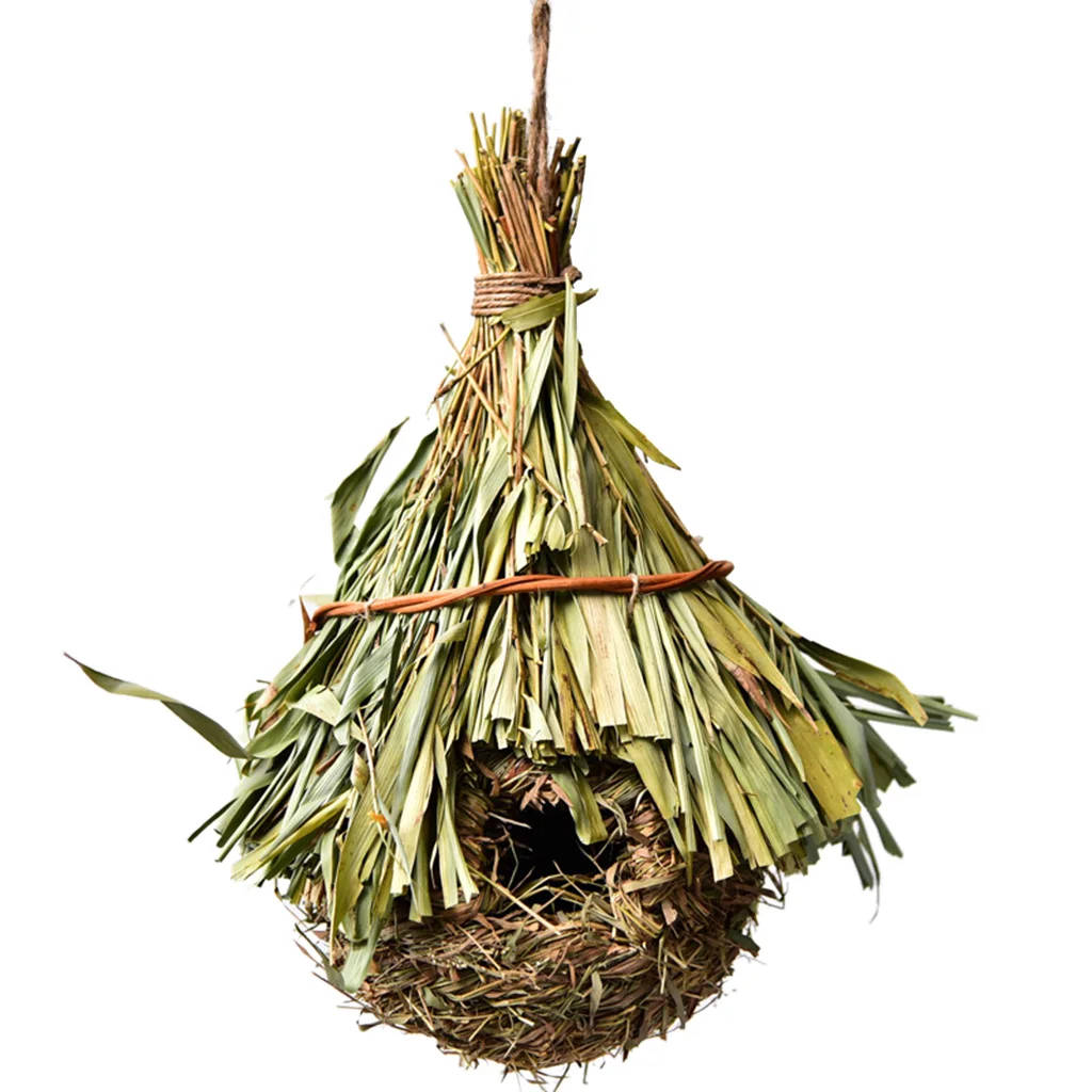 Birds Nest Natural Grass Egg Cage Outdoor Decorative Weaved Hanging Parrot Hous