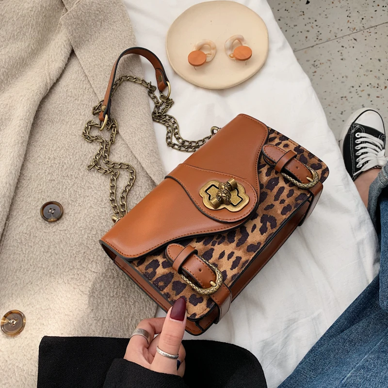

Leopard Pu Leather Mini Crossbody Bags For Women 2019 Vintage Lock Chain Designer Shoulder Messenger Bag Lady Travel Handbags