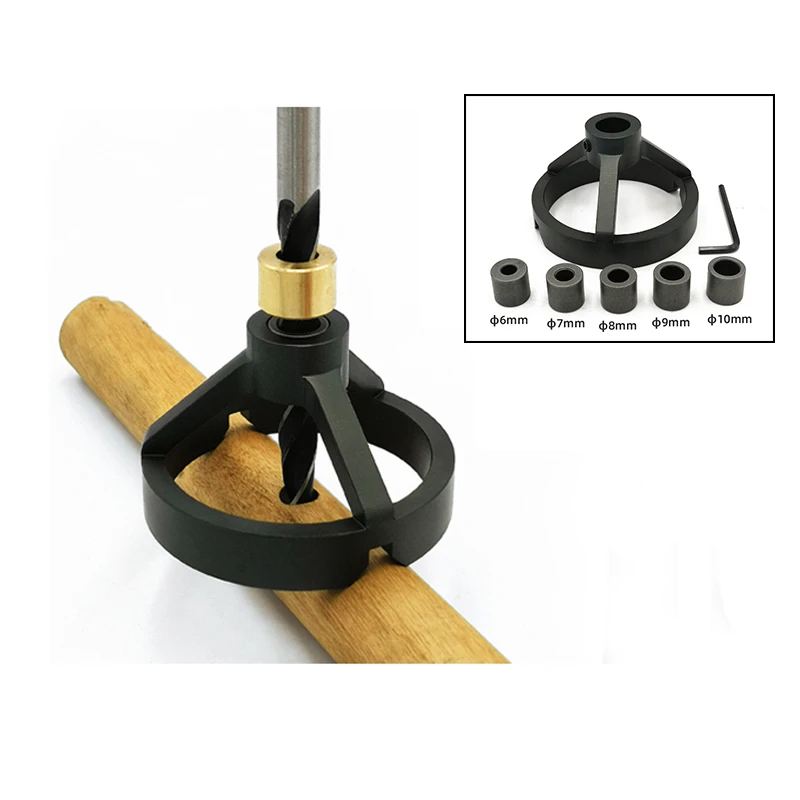 

Woodworking 90 Degree Drill Guide 6/7/8/9/10mm Drill Bit Hole Puncher Locator Jig Hinged Hole Opener Aluminum Alloy