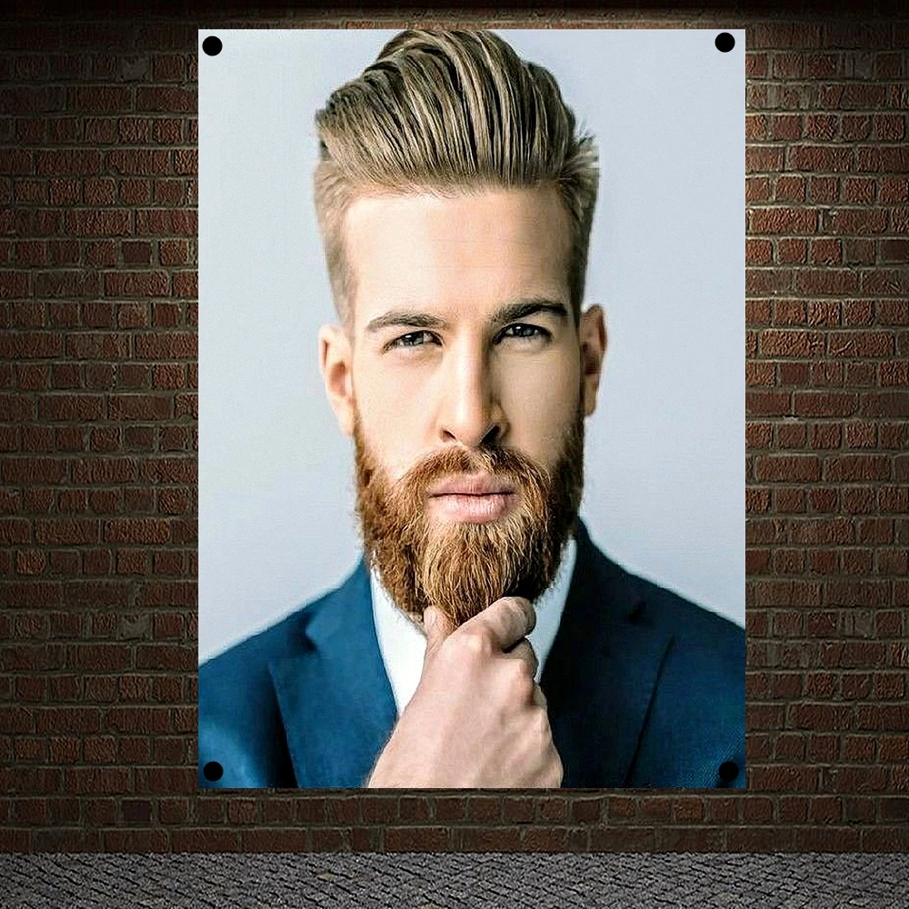 

Business Men's Short Beard Hairstyle Barber Shop Poster Signboard Tapestry Banner Flag Wall Art Wall Hanging Home Decoration A1